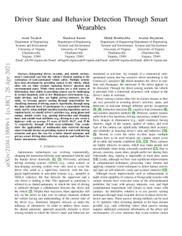 Driver State and Behavior Detection Through Smart Wearables