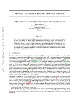Reward (Mis)design for Autonomous Driving