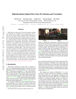 High-Resolution Optical Flow from 1D Attention and Correlation
