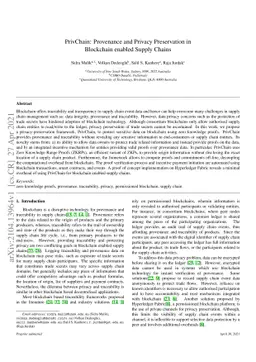 PrivChain: Provenance and Privacy Preservation in Blockchain enabled
  Supply Chains