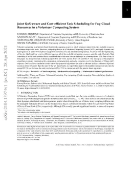 Joint QoS-aware and Cost-efficient Task Scheduling for Fog-Cloud
  Resources in a Volunteer Computing System