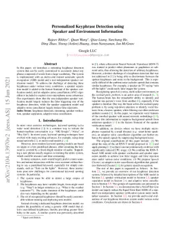 Personalized Keyphrase Detection using Speaker and Environment
  Information