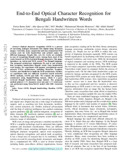 End-to-End Optical Character Recognition for Bengali Handwritten Words