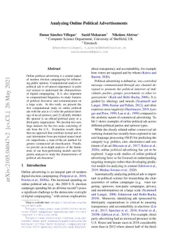 Analyzing Online Political Advertisements