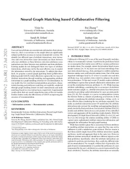 Neural Graph Matching based Collaborative Filtering