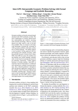 Inter-GPS: Interpretable Geometry Problem Solving with Formal Language
  and Symbolic Reasoning