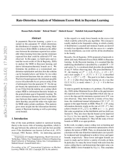 Rate-Distortion Analysis of Minimum Excess Risk in Bayesian Learning