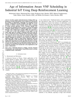 Age of Information Aware VNF Scheduling in Industrial IoT Using Deep
  Reinforcement Learning