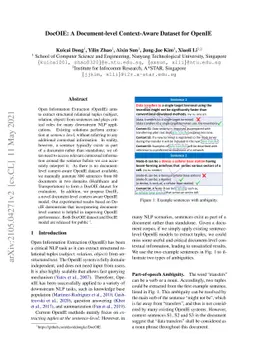 DocOIE: A Document-level Context-Aware Dataset for OpenIE