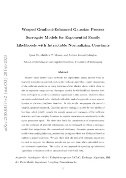 Warped Gradient-Enhanced Gaussian Process Surrogate Models for
  Exponential Family Likelihoods with Intractable Normalizing Constants