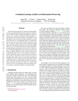 Continual Learning via Bit-Level Information Preserving
