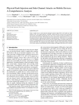 Physical Fault Injection and Side-Channel Attacks on Mobile Devices: A
  Comprehensive Analysis