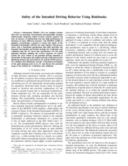 Safety of the Intended Driving Behavior Using Rulebooks