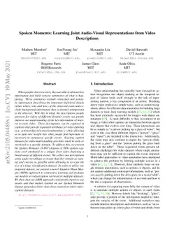 Spoken Moments: Learning Joint Audio-Visual Representations from Video
  Descriptions