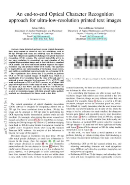 An end-to-end Optical Character Recognition approach for
  ultra-low-resolution printed text images