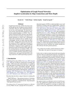 Optimization of Graph Neural Networks: Implicit Acceleration by Skip
  Connections and More Depth