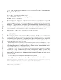 Word-level Human Interpretable Scoring Mechanism for Novel Text
  Detection Using Tsetlin Machines