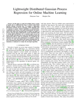 Lightweight Distributed Gaussian Process Regression for Online Machine
  Learning