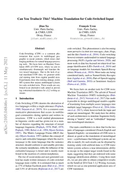 Can You Traducir This? Machine Translation for Code-Switched Input