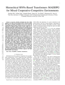 Hierarchical RNNs-Based Transformers MADDPG for Mixed
  Cooperative-Competitive Environments