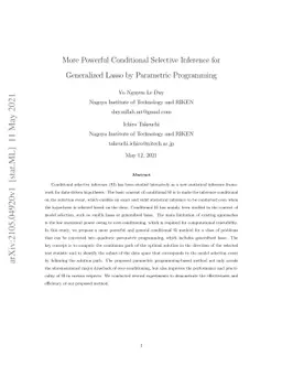 More Powerful Conditional Selective Inference for Generalized Lasso by
  Parametric Programming
