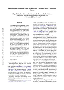 Designing an Automatic Agent for Repeated Language based Persuasion
  Games