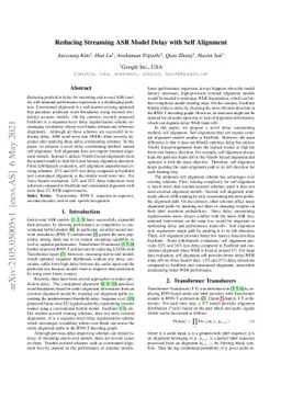 Reducing Streaming ASR Model Delay with Self Alignment