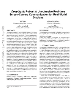 DeepLight: Robust & Unobtrusive Real-time Screen-Camera Communication
  for Real-World Displays