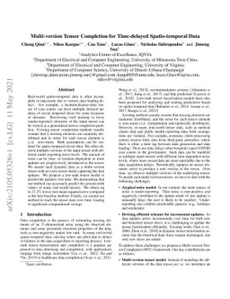 Multi-version Tensor Completion for Time-delayed Spatio-temporal Data