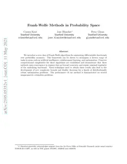 Frank-Wolfe Methods in Probability Space