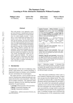 The Summary Loop: Learning to Write Abstractive Summaries Without
  Examples