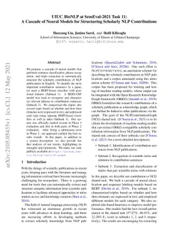 UIUC_BioNLP at SemEval-2021 Task 11: A Cascade of Neural Models for
  Structuring Scholarly NLP Contributions