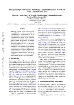 Incorporating Commonsense Knowledge Graph in Pretrained Models for
  Social Commonsense Tasks