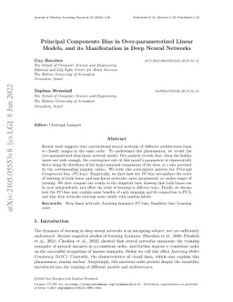 Principal Components Bias in Over-parameterized Linear Models, and its
  Manifestation in Deep Neural Networks