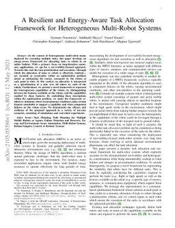 A Resilient and Energy-Aware Task Allocation Framework for Heterogeneous
  Multi-Robot Systems