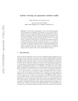Lattice sieving via quantum random walks
