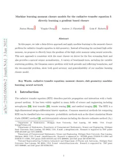 Machine learning moment closure models for the radiative transfer
  equation I: directly learning a gradient based closure