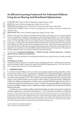An Efficient Learning Framework For Federated XGBoost Using Secret
  Sharing And Distributed Optimization
