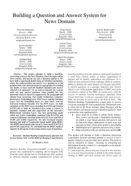 Building a Question and Answer System for News Domain