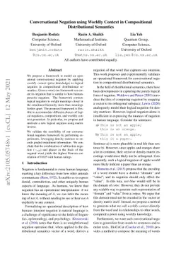 Conversational Negation using Worldly Context in Compositional
  Distributional Semantics