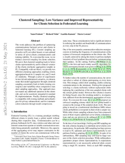 Clustered Sampling: Low-Variance and Improved Representativity for
  Clients Selection in Federated Learning