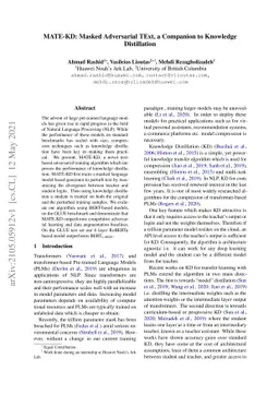 MATE-KD: Masked Adversarial TExt, a Companion to Knowledge Distillation