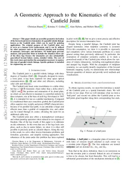 A Geometric Approach to the Kinematics of the Canfield Joint