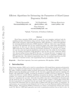 Efficient Algorithms for Estimating the Parameters of Mixed Linear
  Regression Models