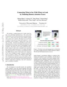 Connecting What to Say With Where to Look by Modeling Human Attention
  Traces