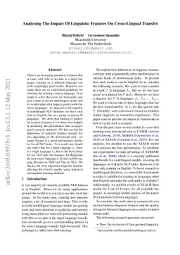 Analysing The Impact Of Linguistic Features On Cross-Lingual Transfer