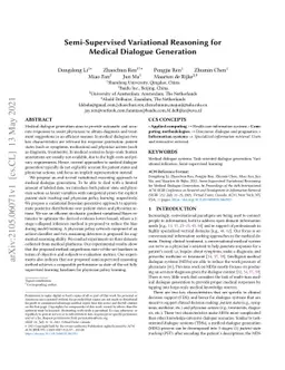 Semi-Supervised Variational Reasoning for Medical Dialogue Generation