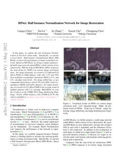 HINet: Half Instance Normalization Network for Image Restoration