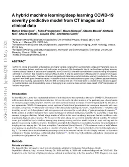 A hybrid machine learning/deep learning COVID-19 severity predictive
  model from CT images and clinical data