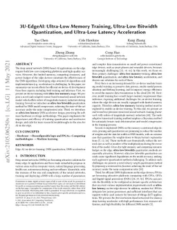 3U-EdgeAI: Ultra-Low Memory Training, Ultra-Low BitwidthQuantization,
  and Ultra-Low Latency Acceleration
